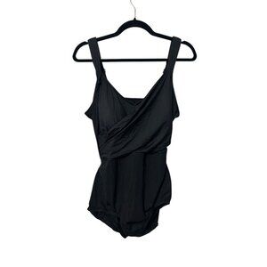 Lands' End Women's Modest V-Neck Slender Wrap One Piece With Rear Cover 16D